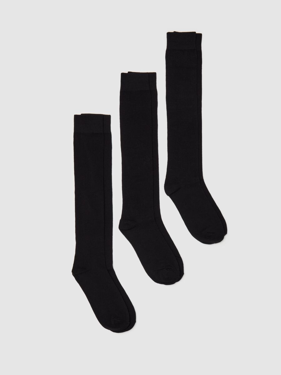Three-pair pack long socks in organic cotton_0