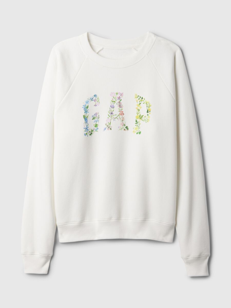 Sweatshirt with round neck and floral logo print_2
