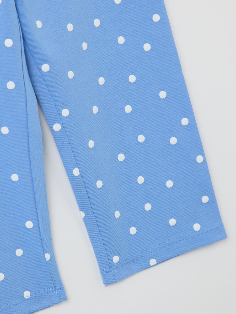 Light blue three-quarter leggings with polka dot pattern_2