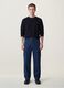 Dark blue pure cotton wide-leg cargo jeans_0