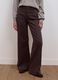 Jeans marroni wide leg in twill di cotone elasticizzato_1