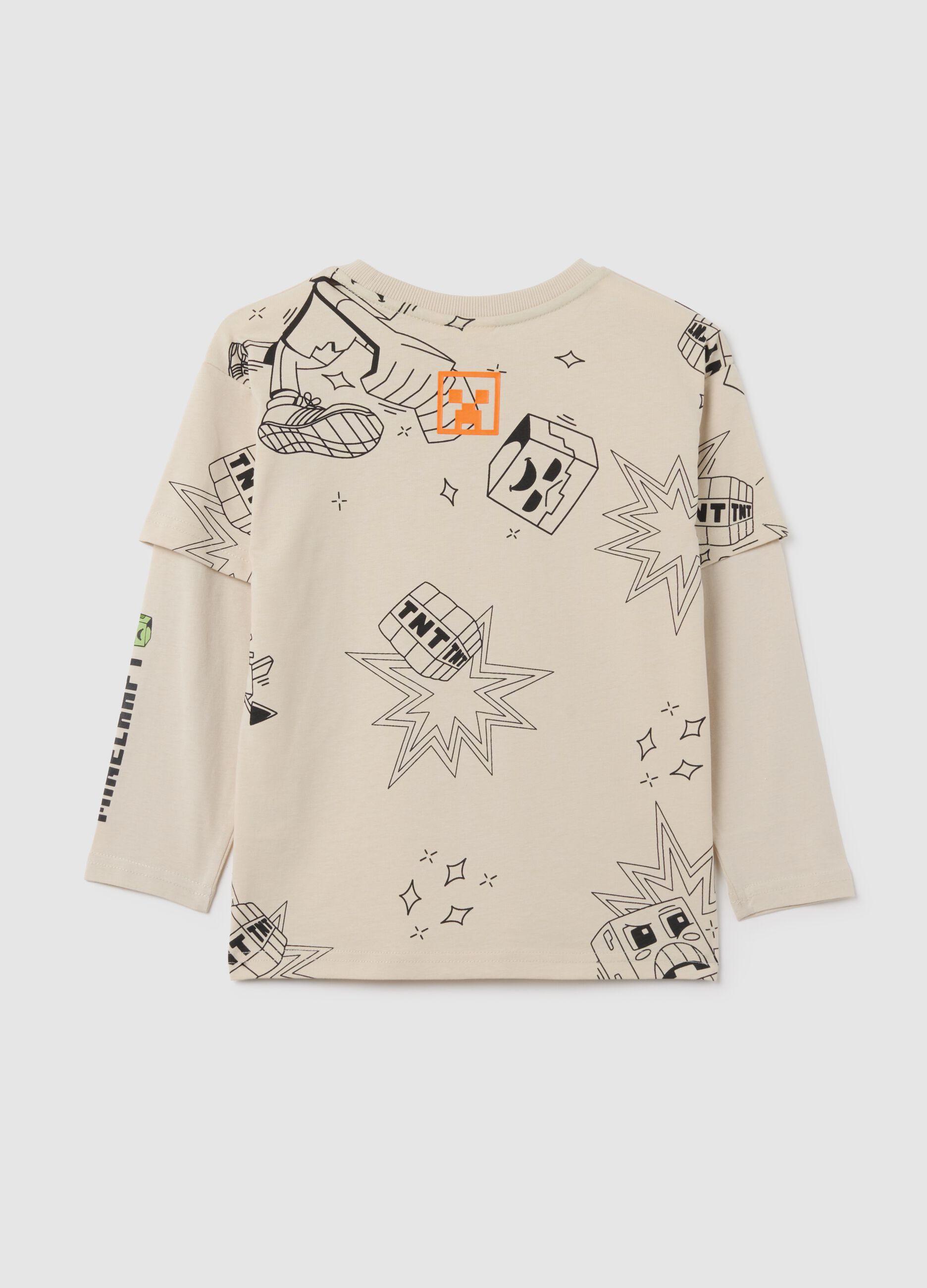 Children's beige pure cotton sweater with print