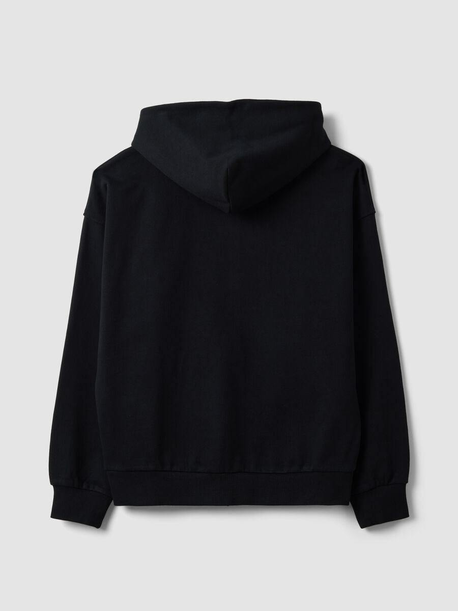 Black cropped pure cotton hoodie with oversized fit_6