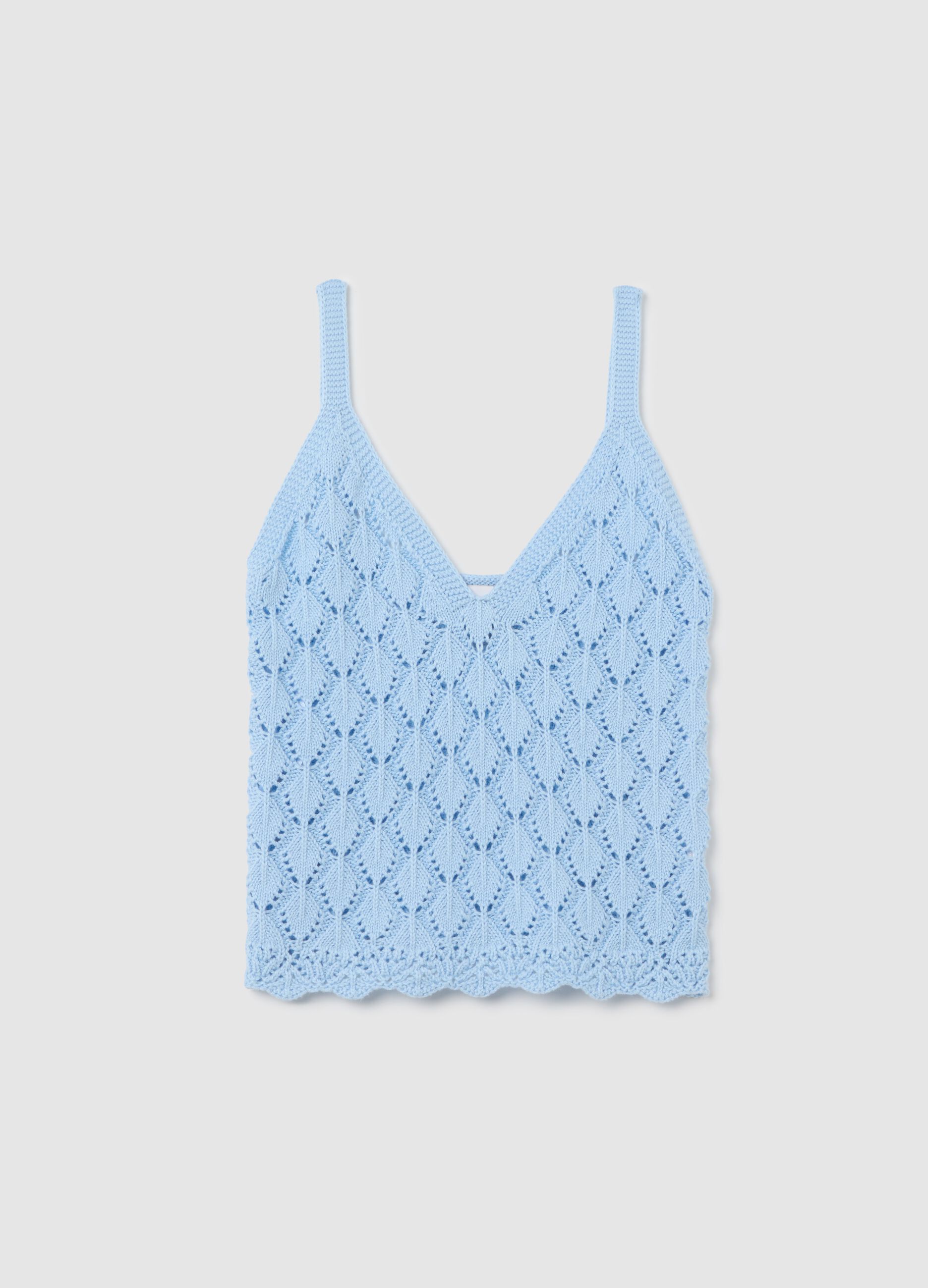 Women's blue knitted cotton top