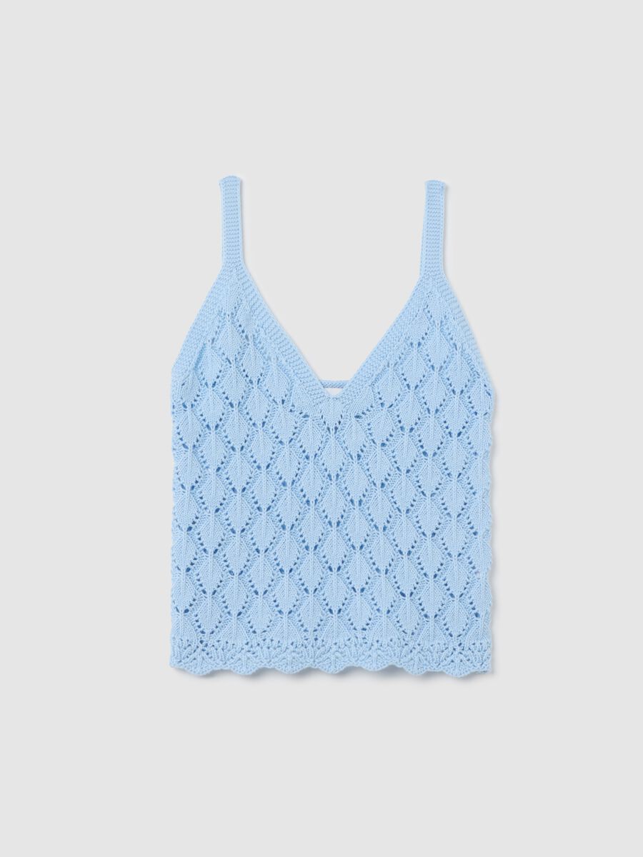 Women's blue knitted cotton top_4