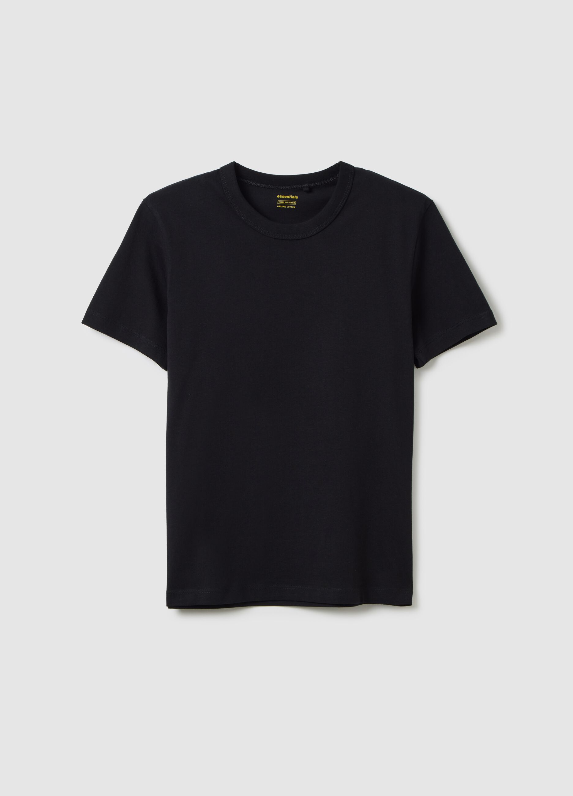 T-shirt da ragazzo in puro cotone nero regular fit