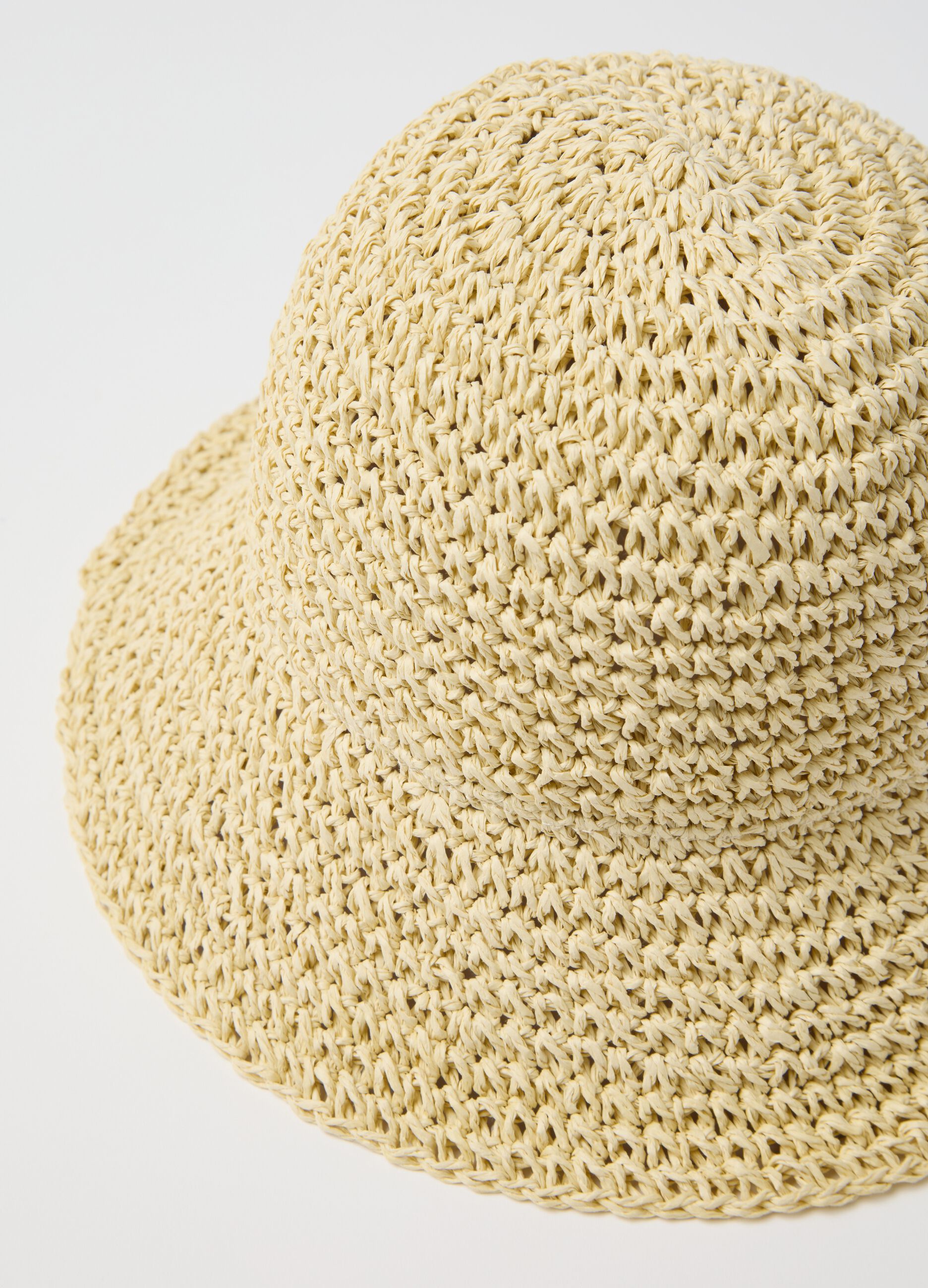 Natural cloche hat in woven straw