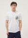 White pure cotton T-shirt with chest print, regular fit_0