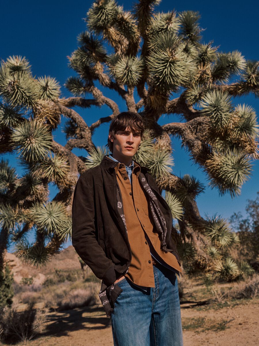 Giacca in vera pelle marrone regular fit con zip_0