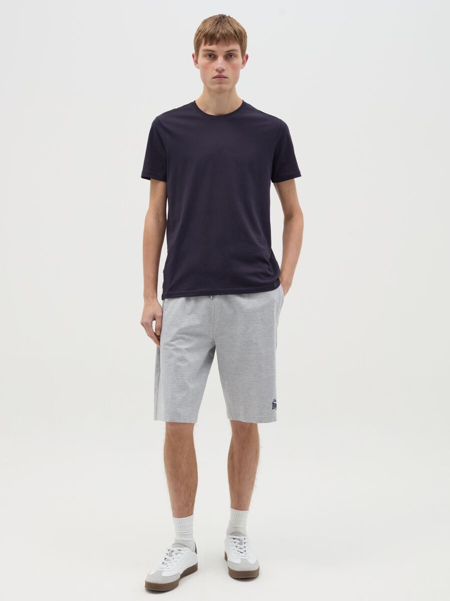 Fleece Bermuda shorts with logo embroidery_0