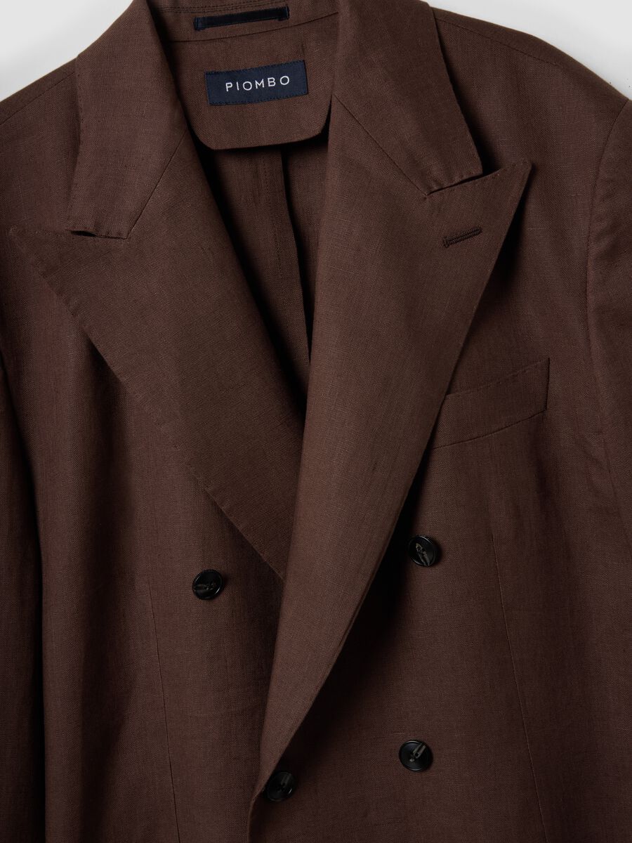 Brown Pure Linen Regular Fit Blazer_2