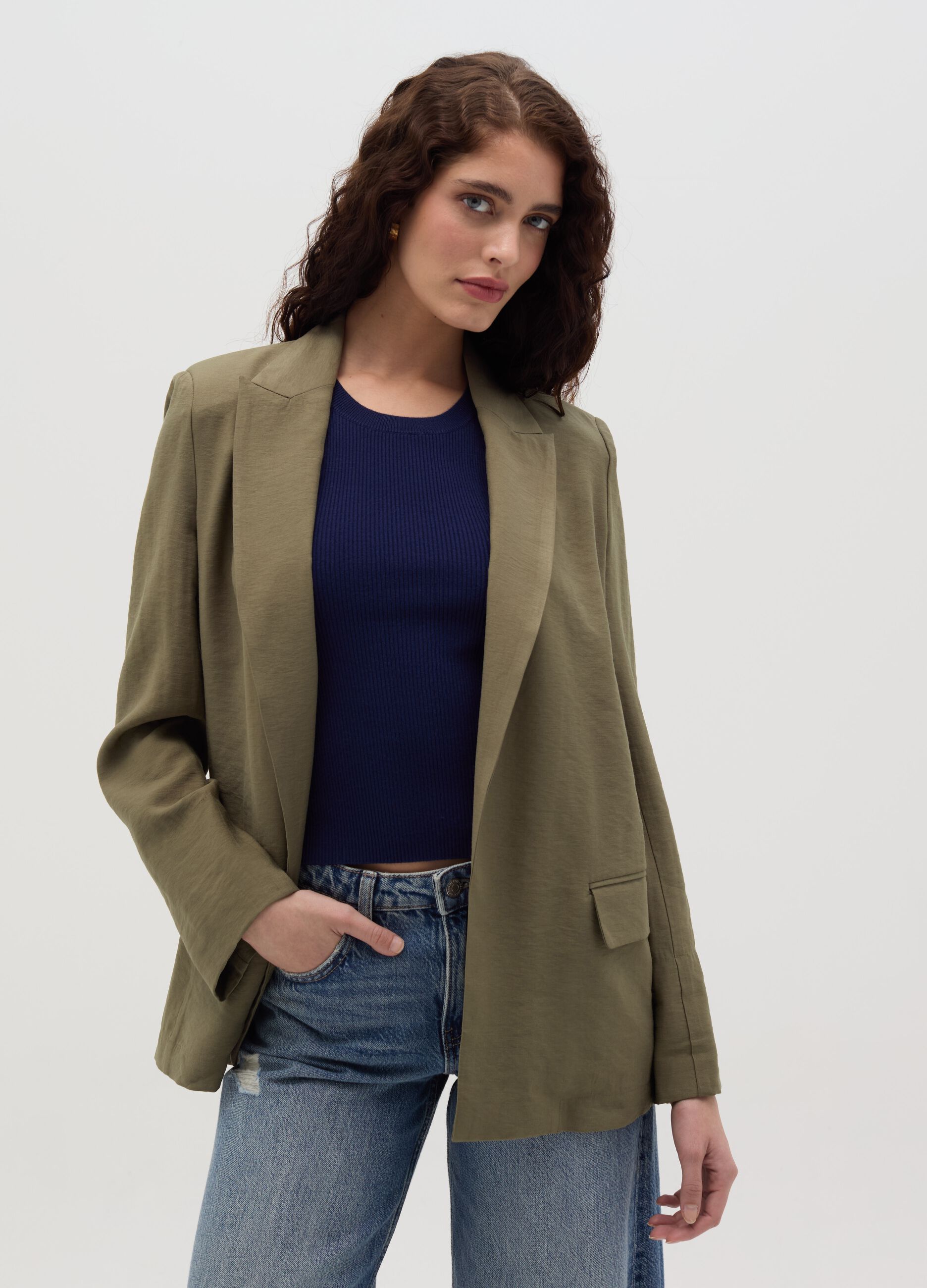 Blazer aperto in crêpe