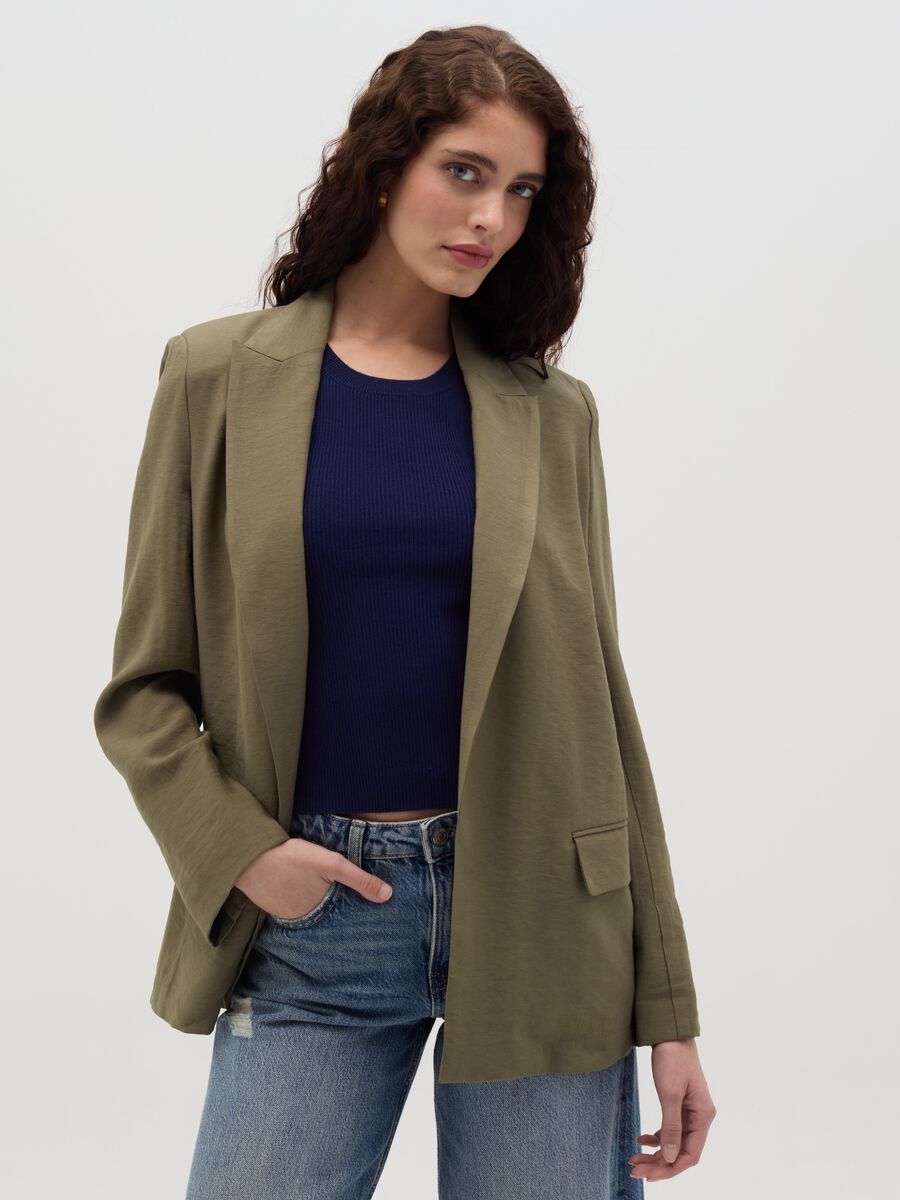 Open blazer in crêpe_0