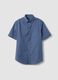 Blue checked short-sleeve shirt_4