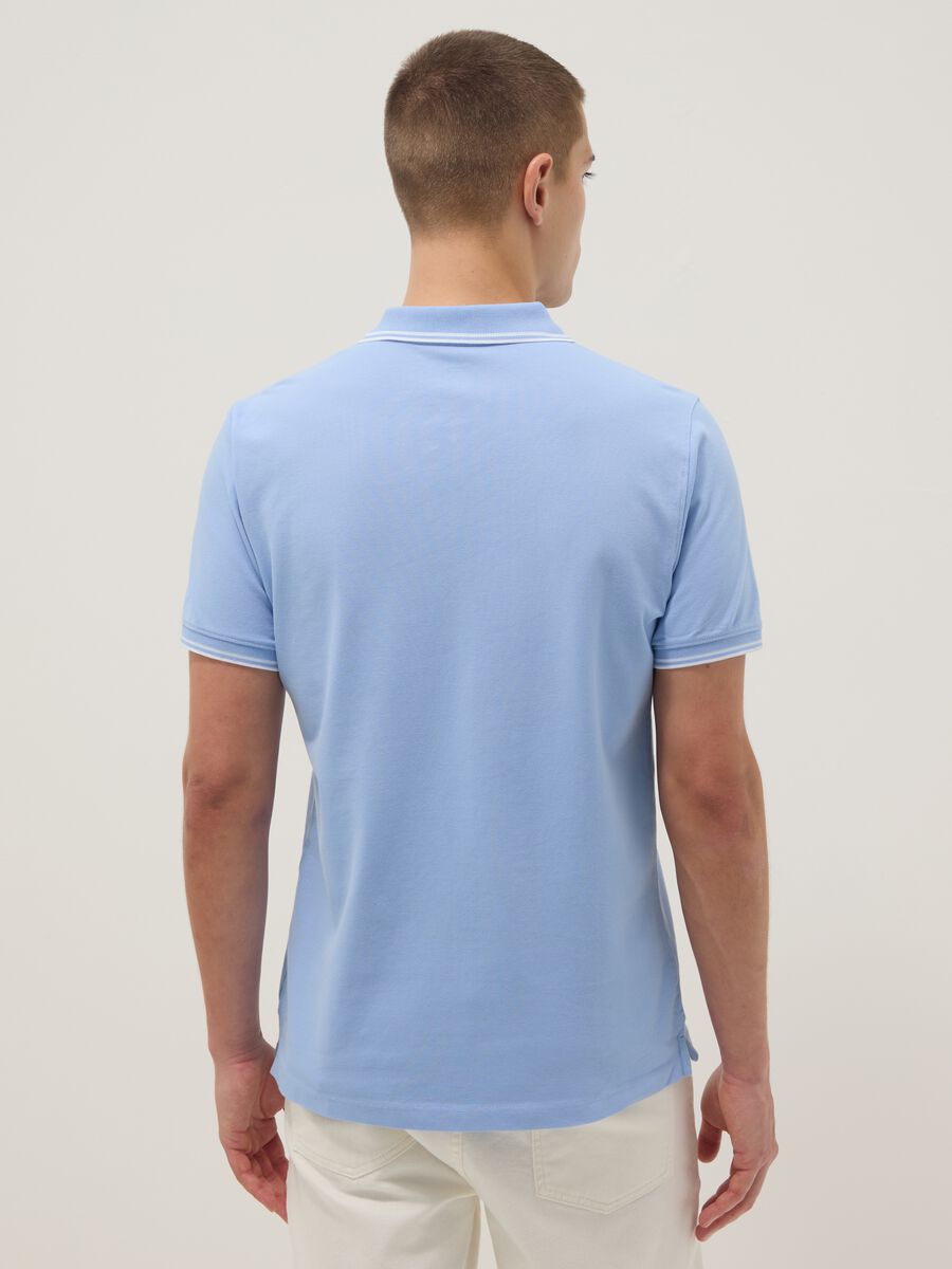 Light blue stretch cotton polo shirt, regular fit_2
