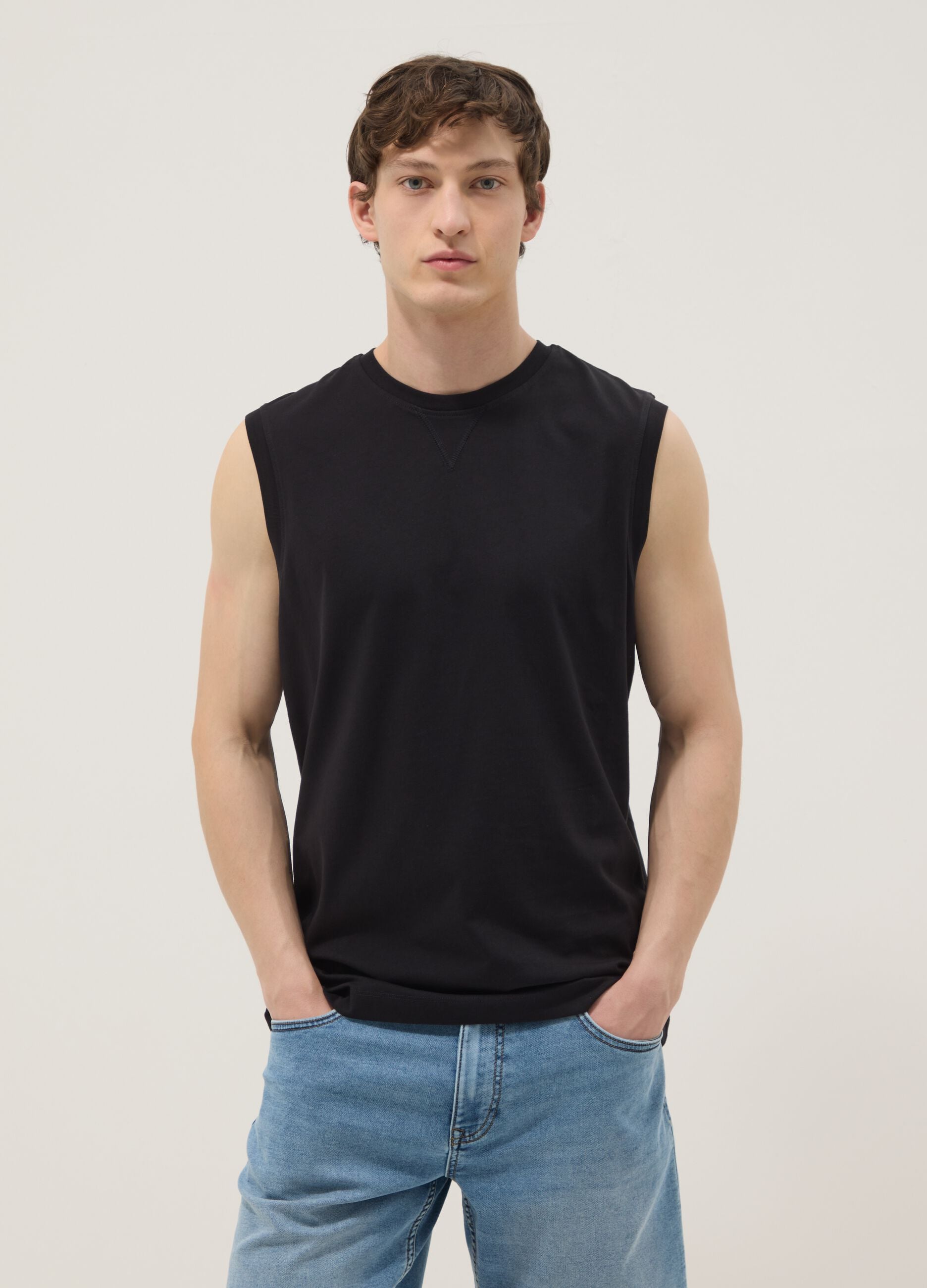 Black pure cotton vest