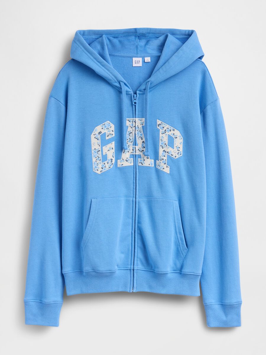 Regular fit cotton blend sweatshirt with logo, zip and hood_3