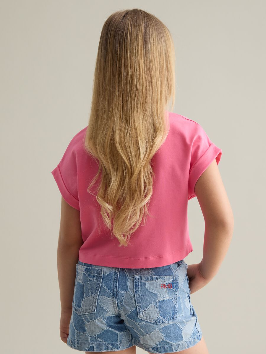Girls' pink cotton t-shirt regular fit_1