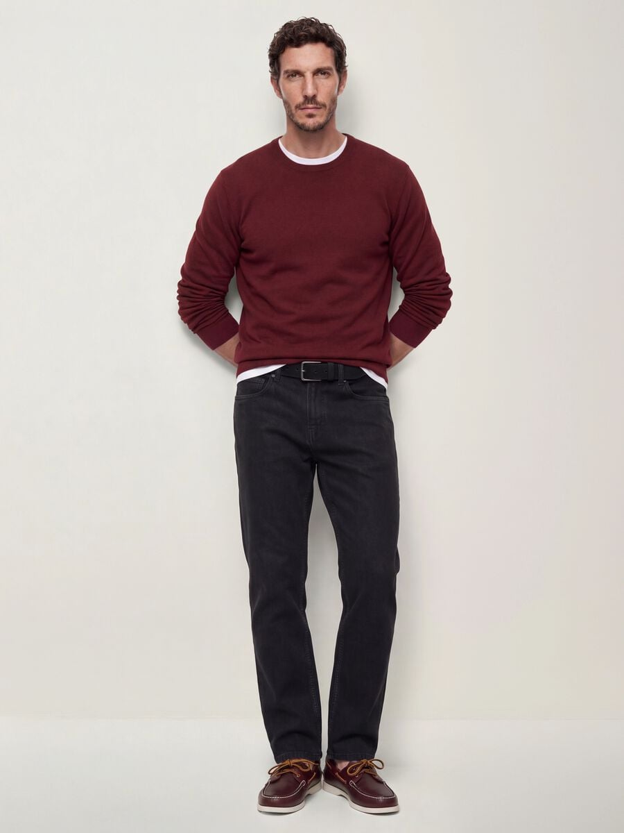 Jeans denim neri in cotone elasticizzato regular fit_0