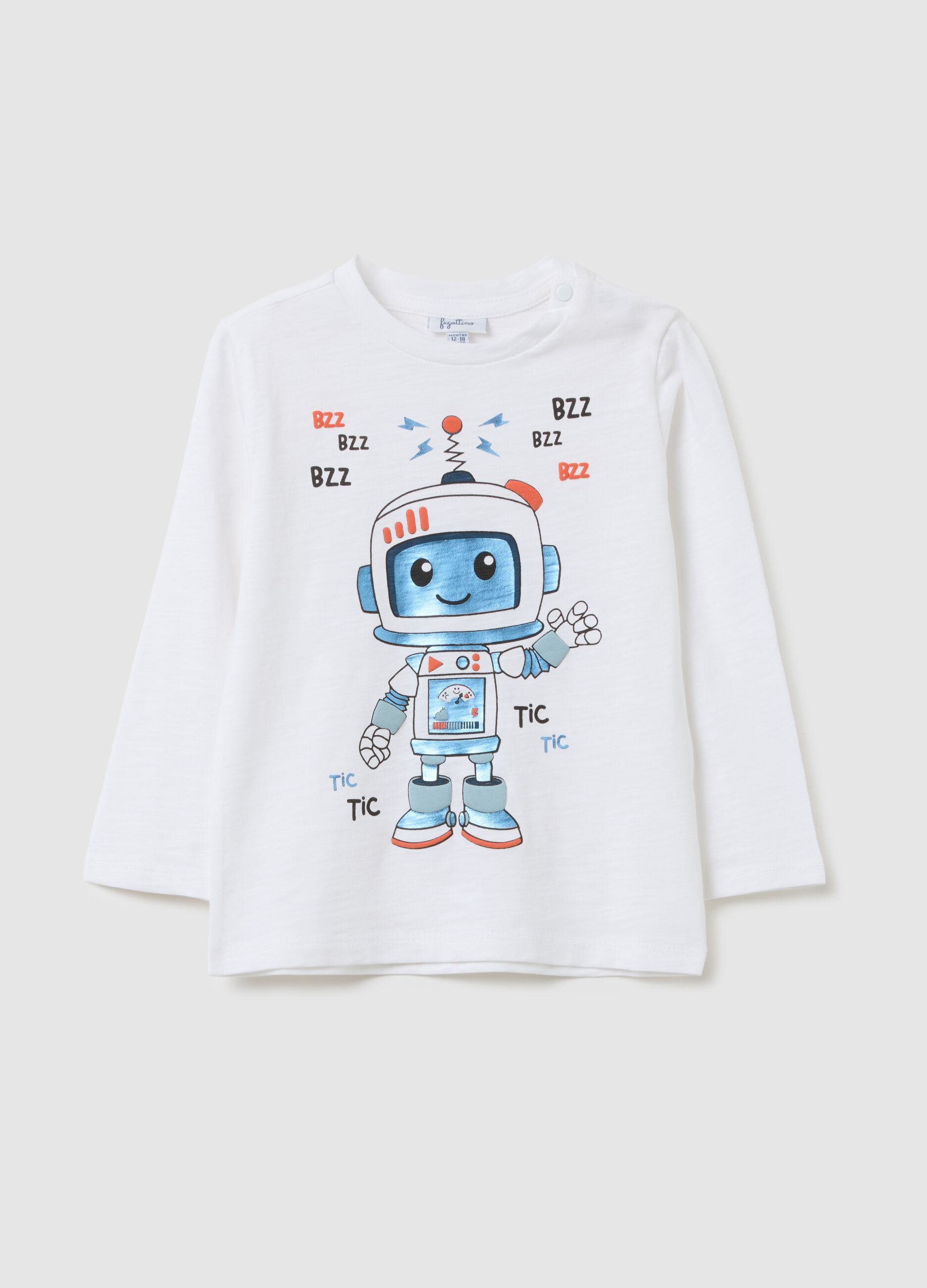 White T-shirt with child robot print