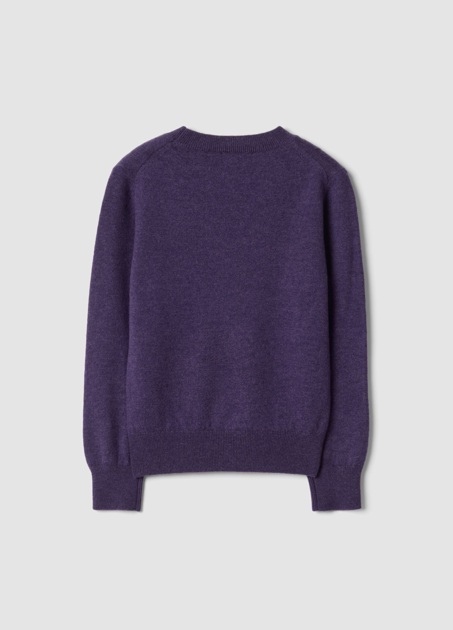 Purple pure wool long-sleeve jumper, regular fit