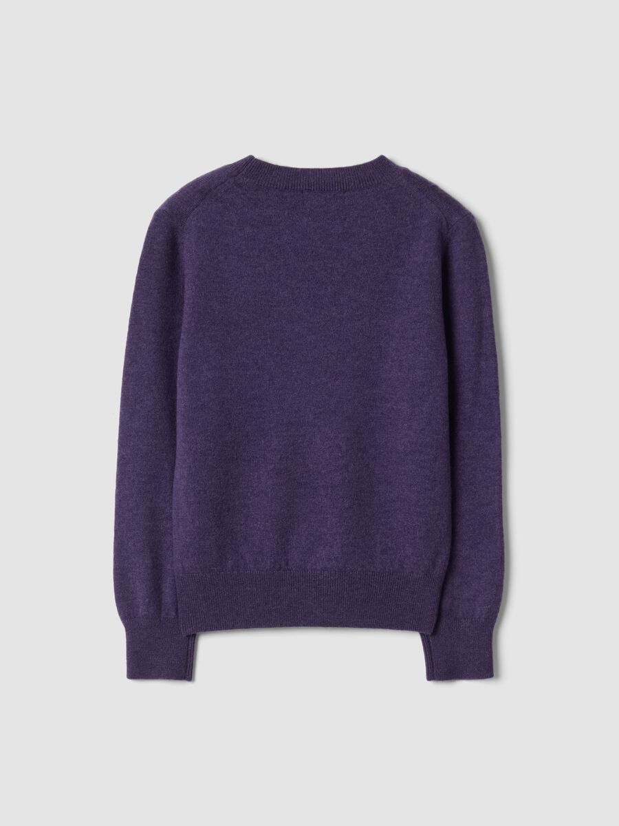 Maglione viola in pura lana a maniche lunghe regular fit_5