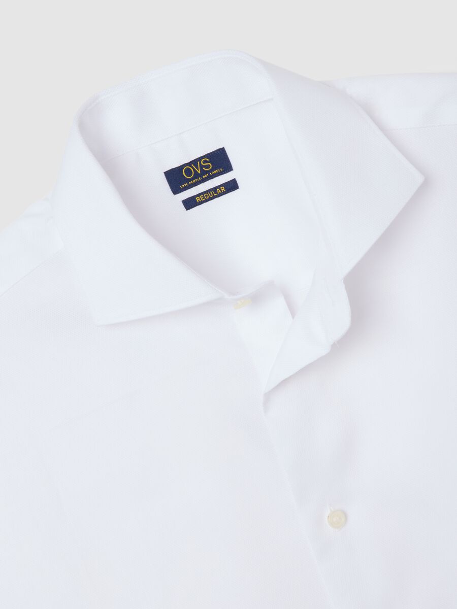 Pure cotton white shirt with French collar, regular fit_1