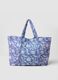 Blue quilted pure cotton beach bag with floral pattern_1