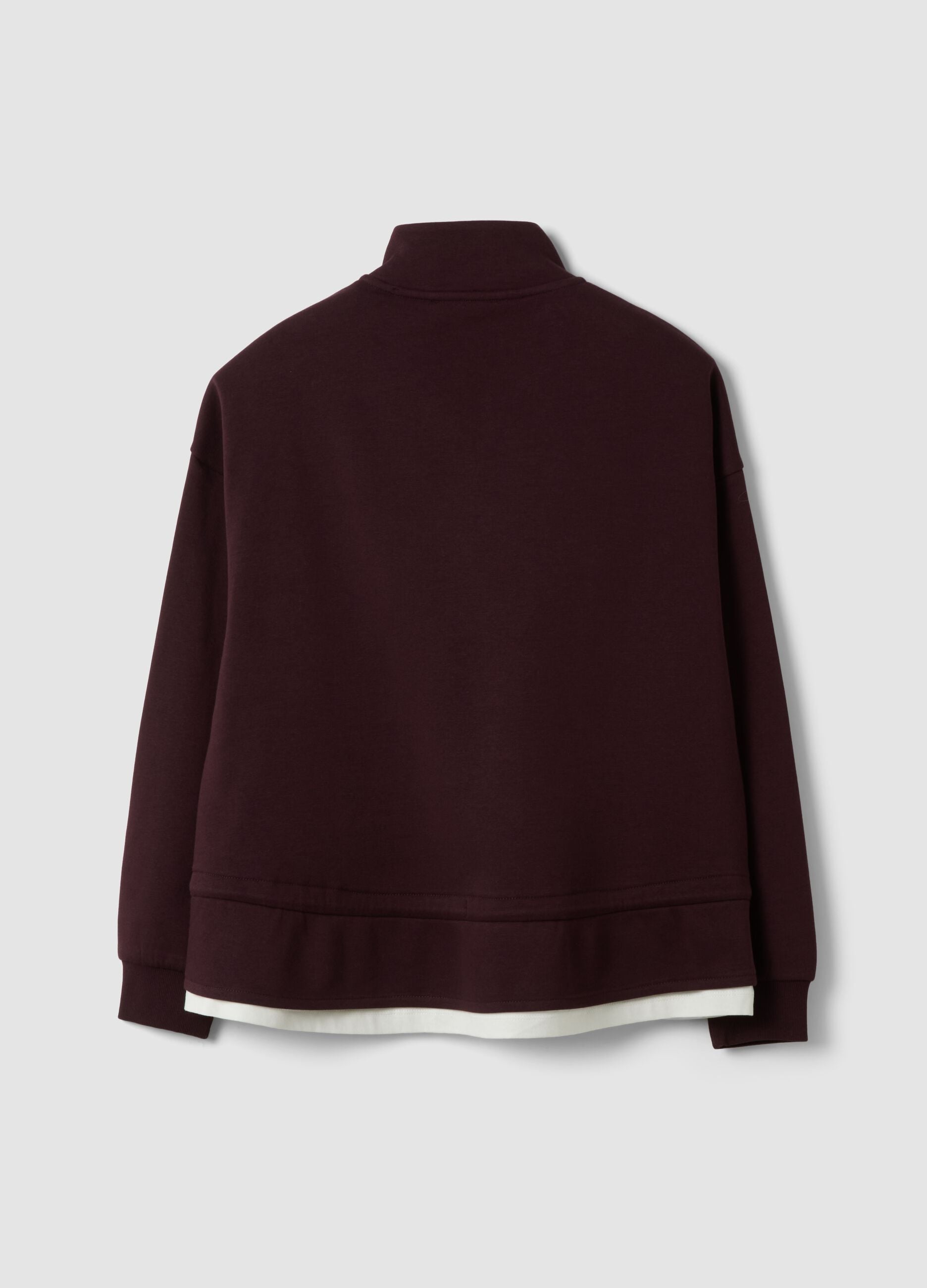 Purple cotton-blend layered half-zip sweatshirt, regular fit