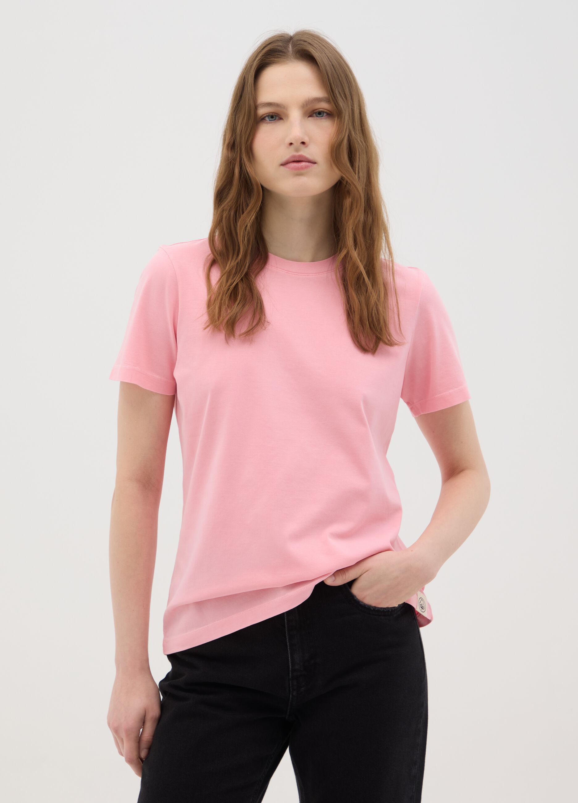 Women’s pink regular-fit T-shirt in 100% cotton