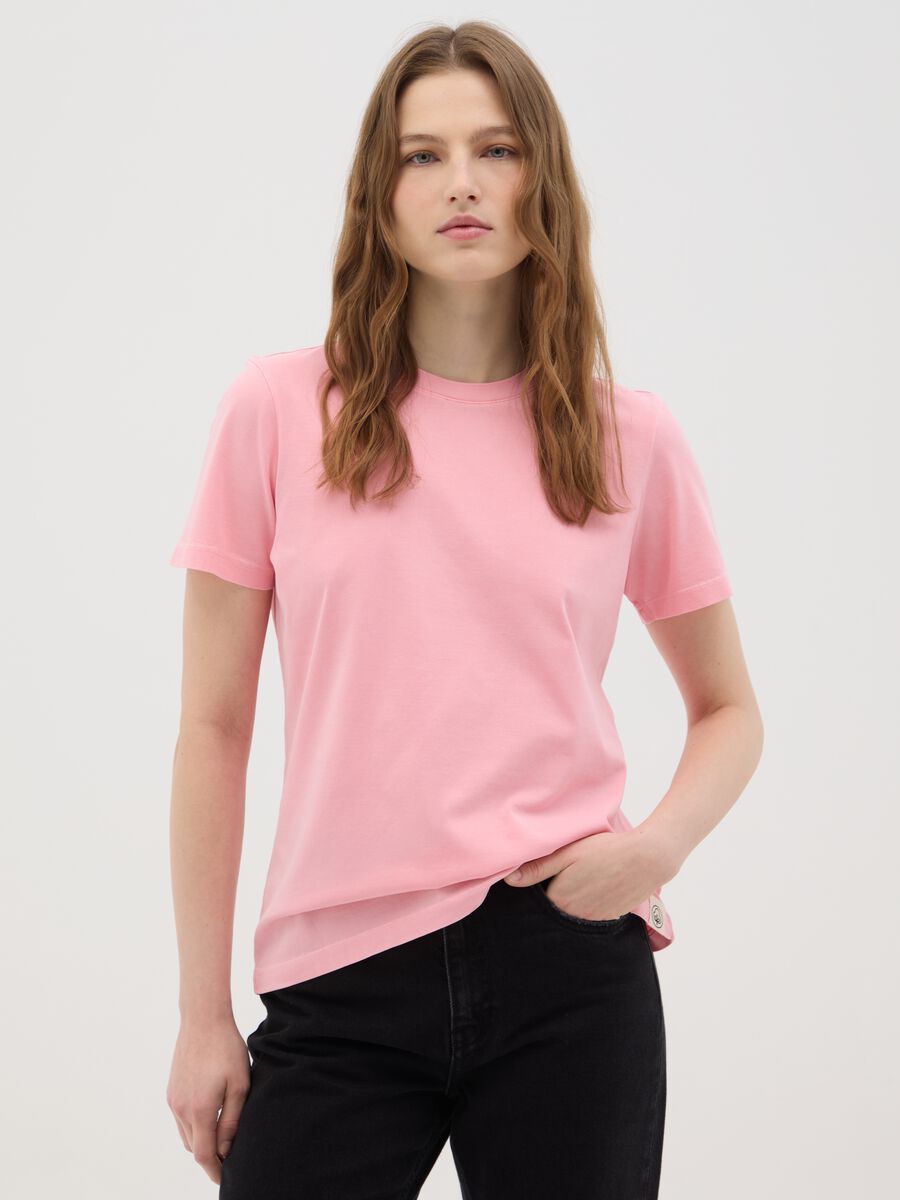Women’s pink regular-fit T-shirt in 100% cotton_0