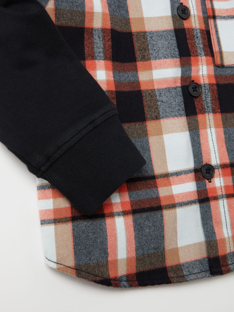 Camicia check con cappuccio in felpa_2