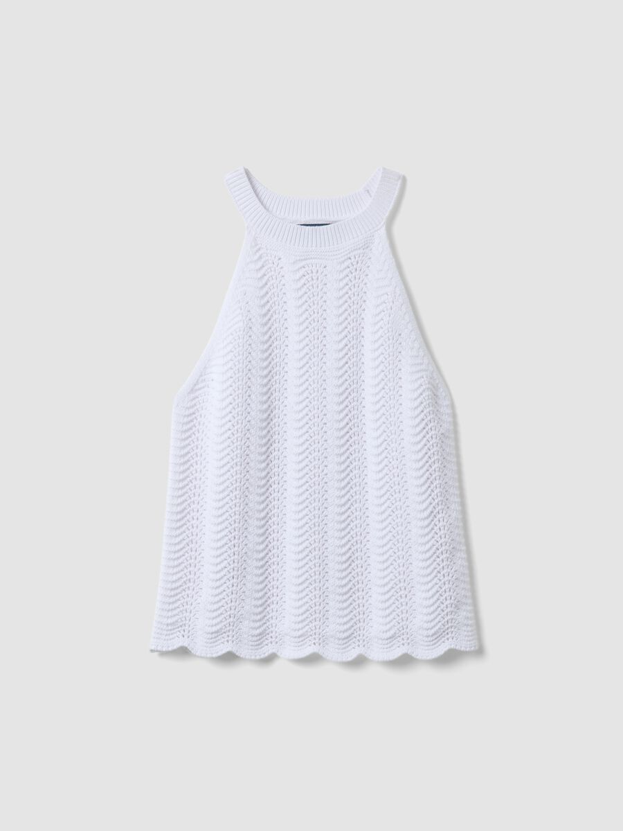 White pure cotton tank top regular fit with mesh texture_4