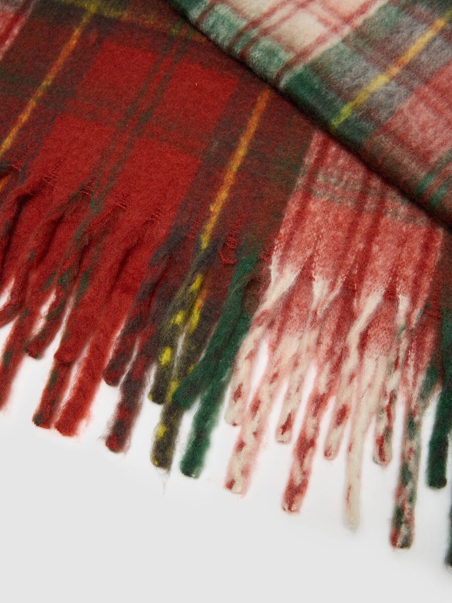 Multicolour Checked Blanket with Fringe_2