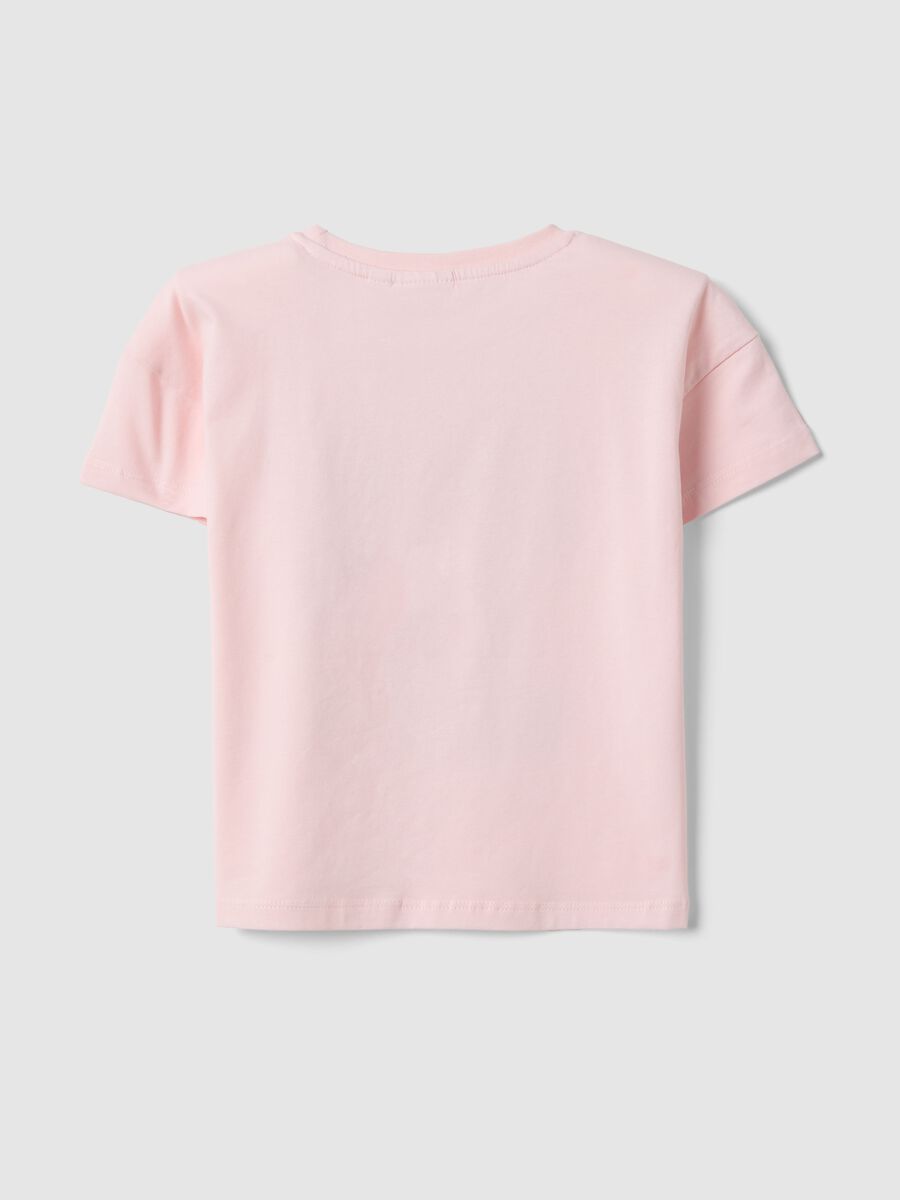 Pink stretch cotton girl's regular fit T-shirt with Kuromi_1