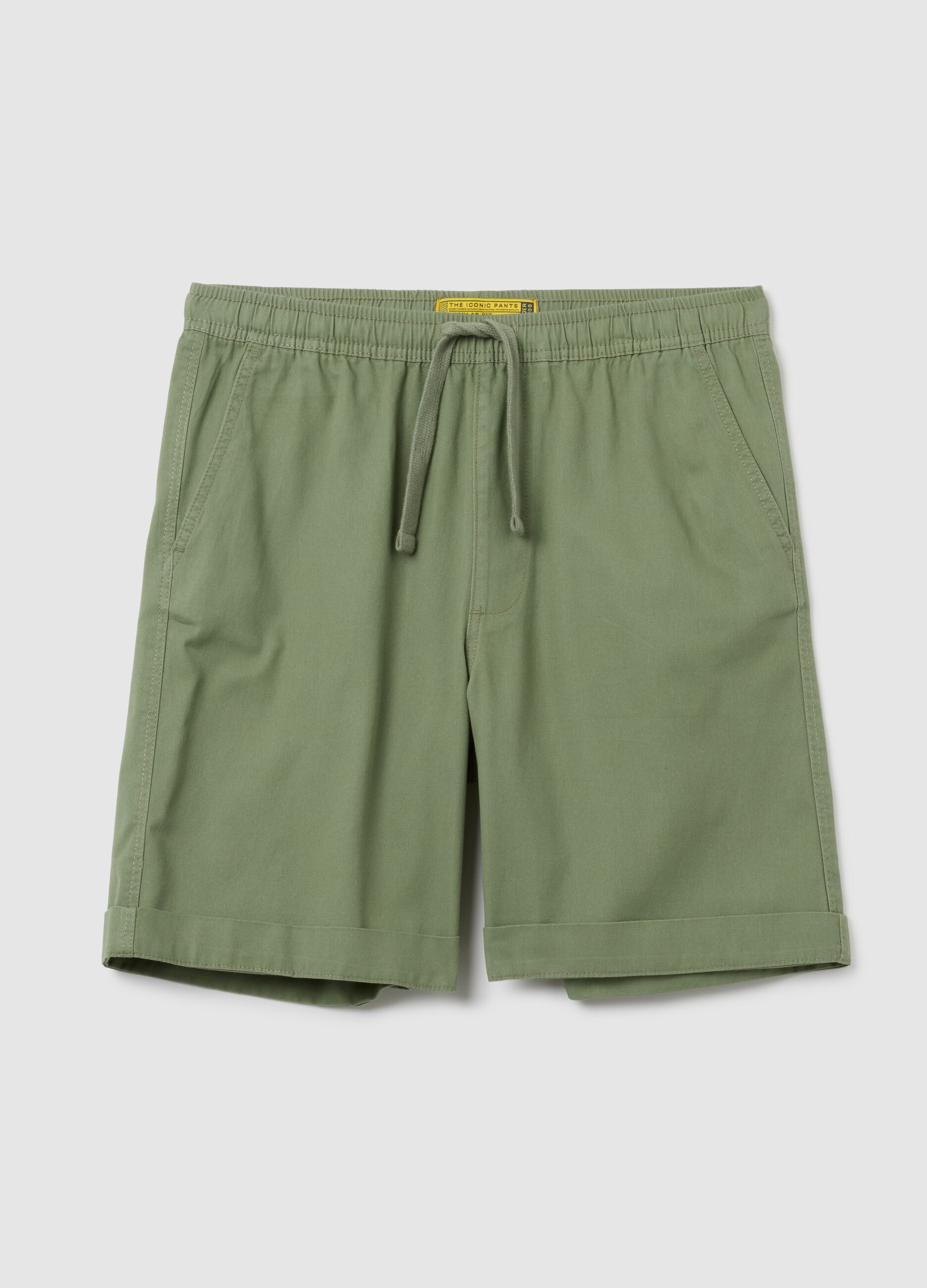 Pantaloncini da uomo in puro cotone verdi regular fit