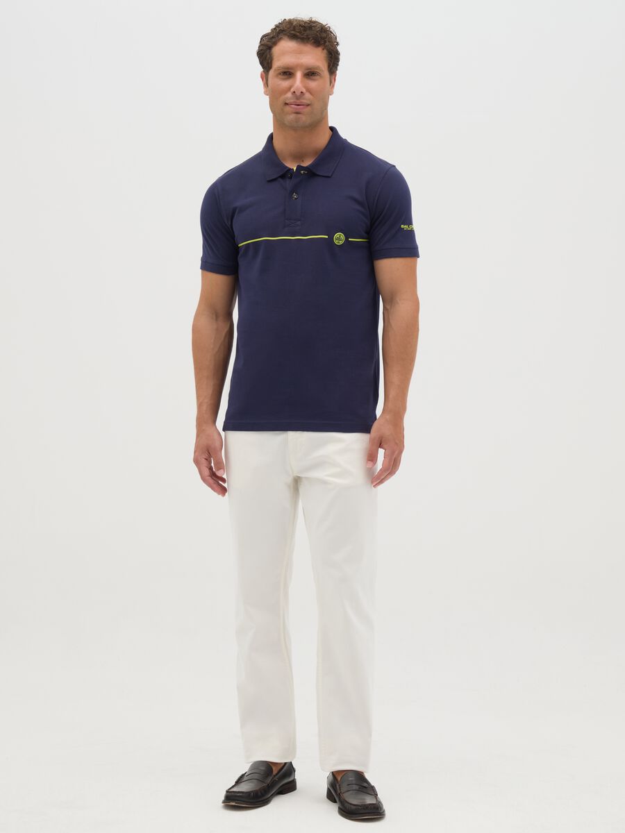 Men's Navy Blue Pure Cotton Polo Shirt_1