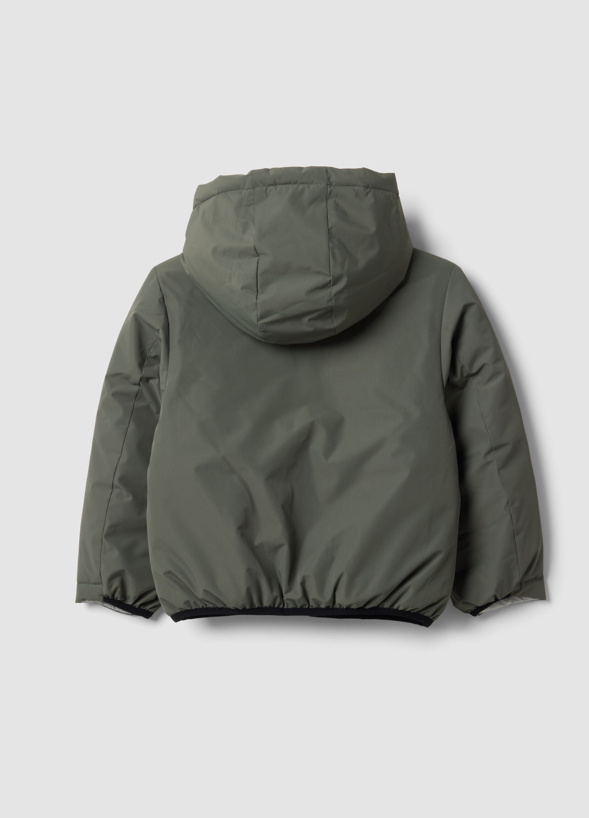 Grey reversible ultralight hooded zip jacket for boys
