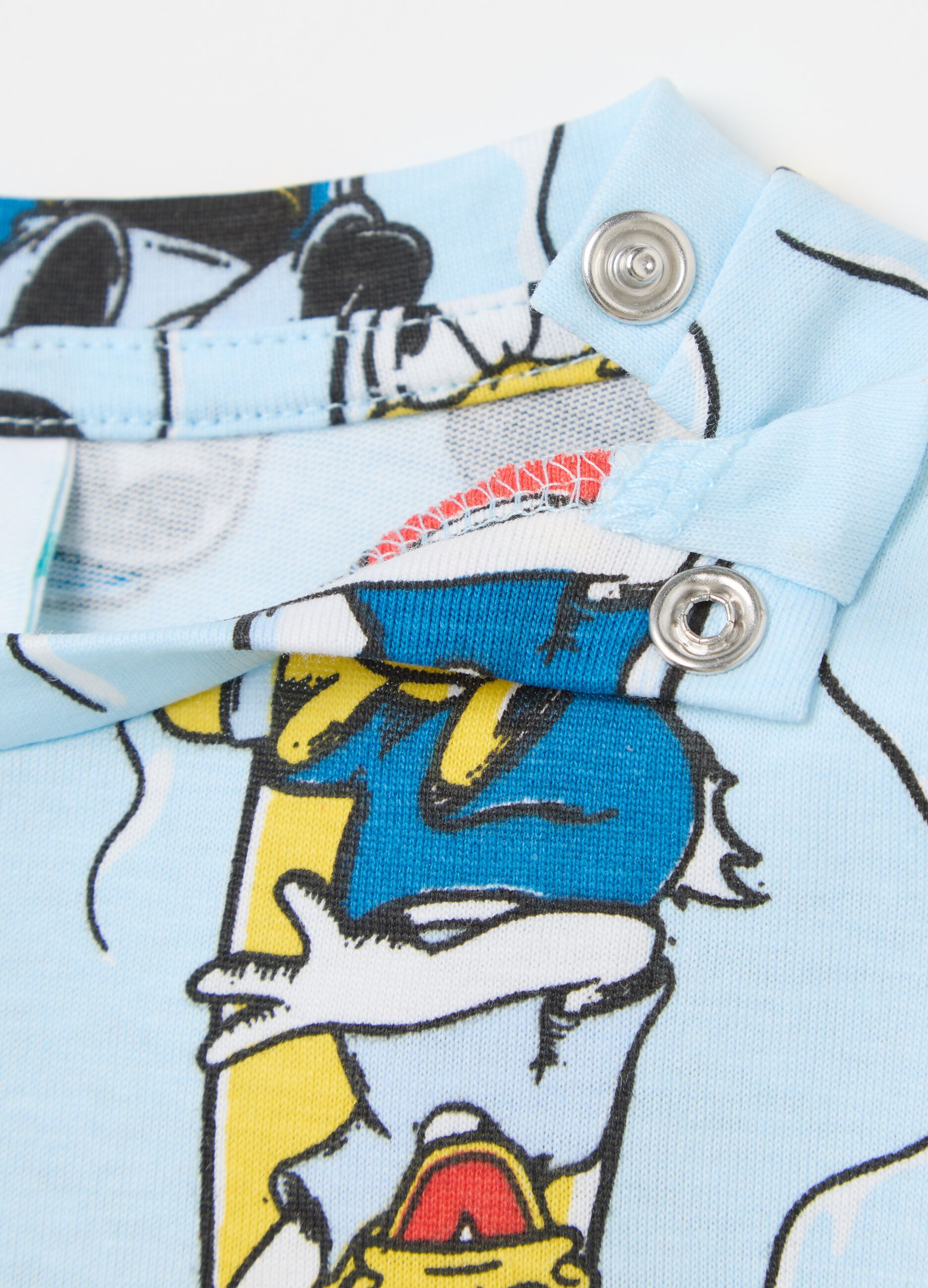 Sky blue T-shirt with short sleeves and Disney characters