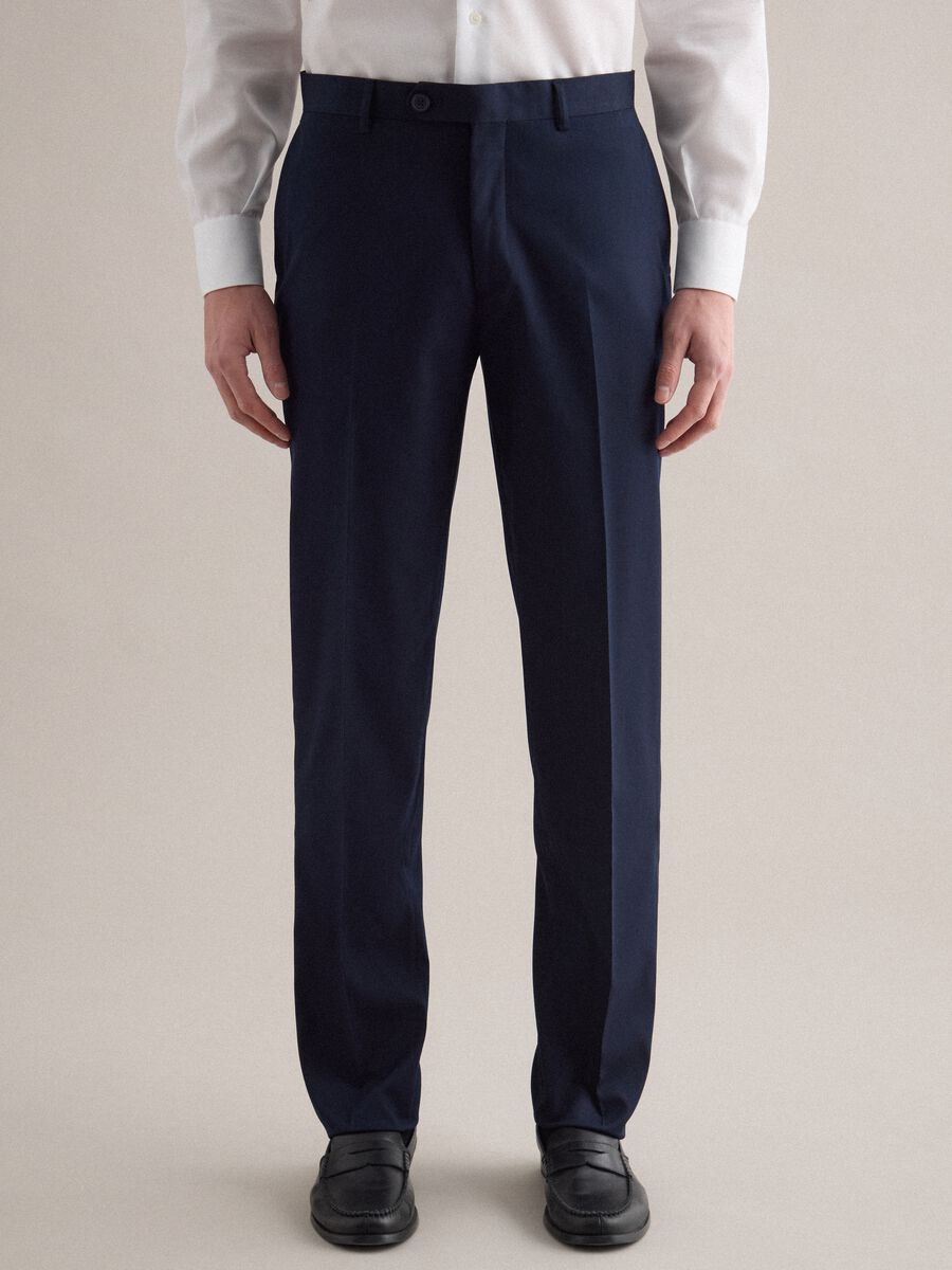 Classic Blue Regular Fit Trousers_1