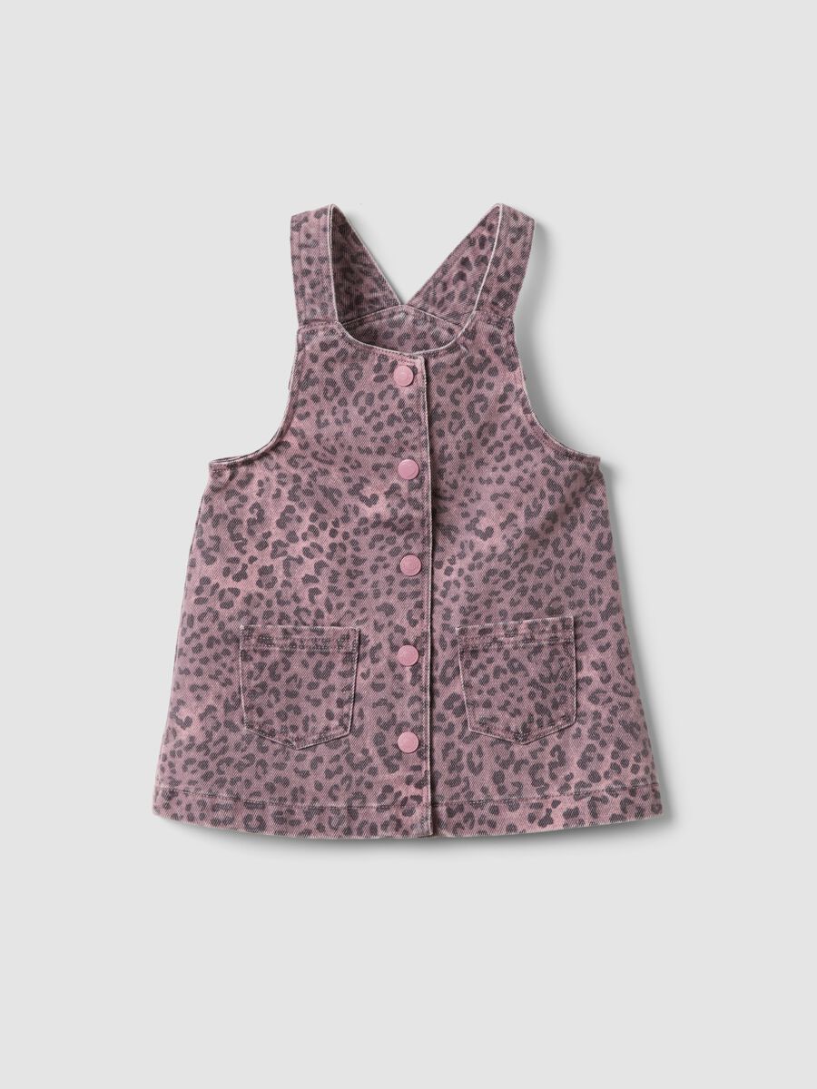Abito wide rosa in puro cotone a fantasia animalier per bimba_0