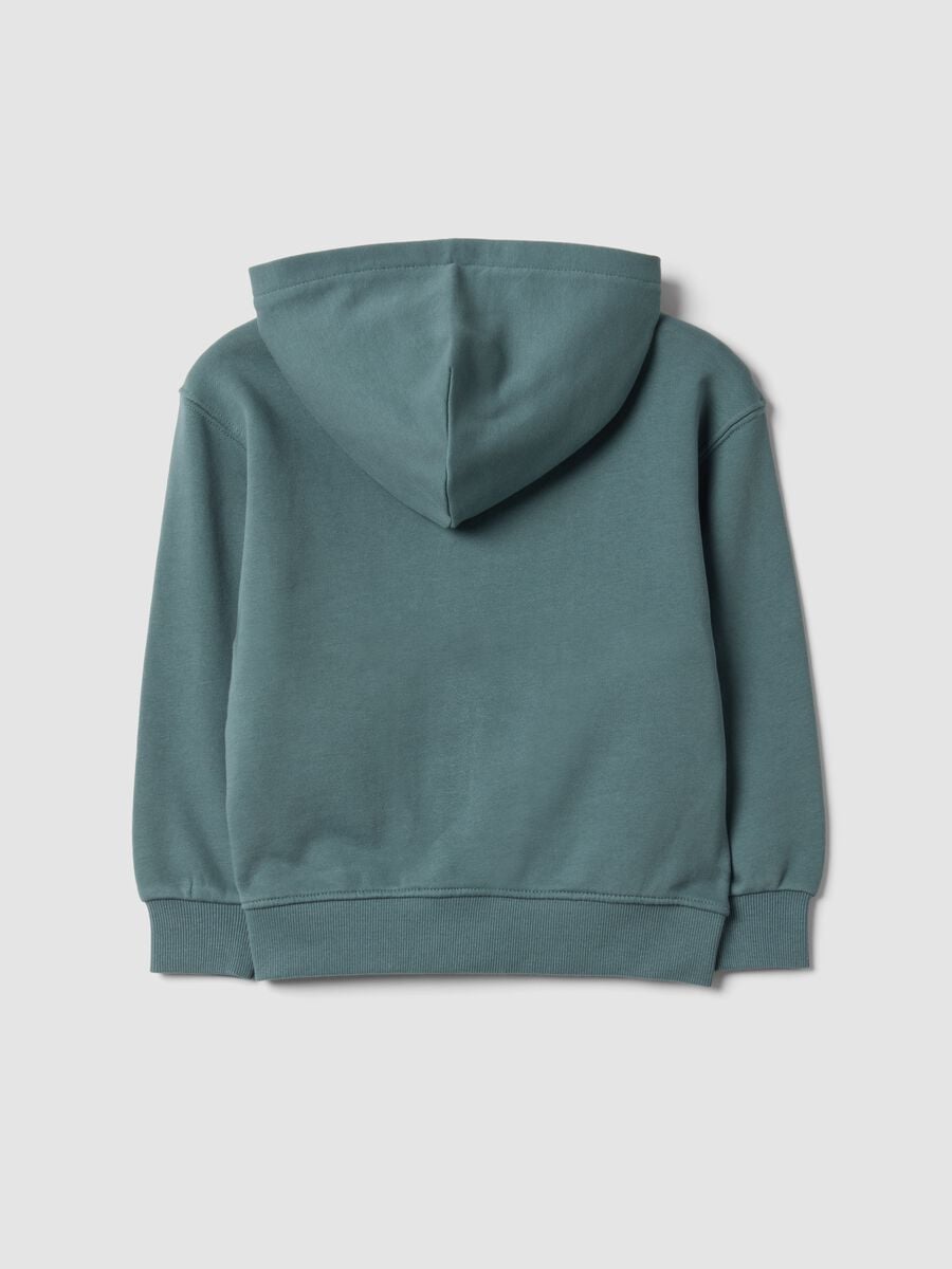 Felpa verde con cappuccio in puro cotone organico over fit per bambino_1