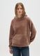 Brown cotton blend hoodie with regular fit_1