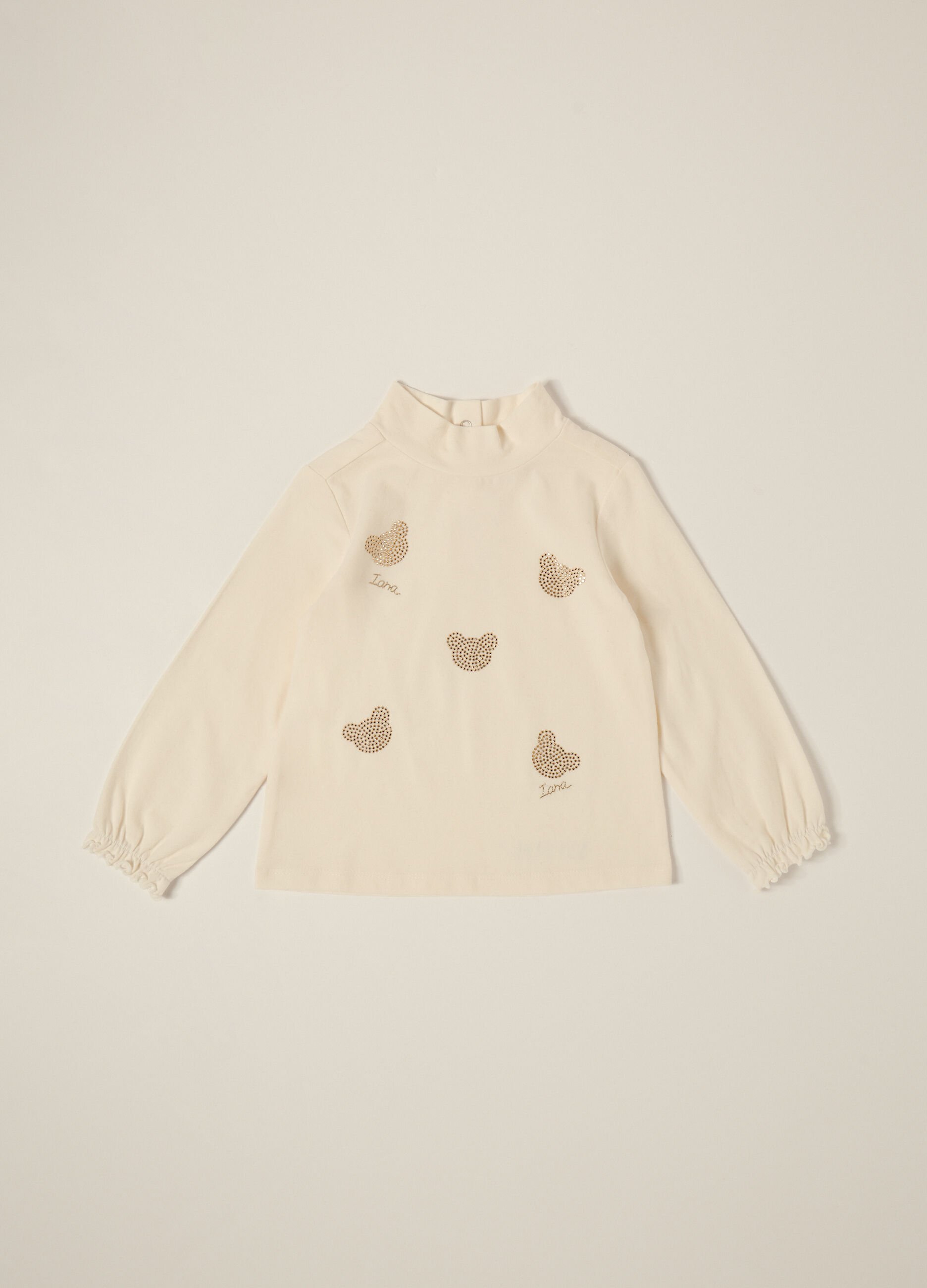 Maglia bianca elasticizzata a maniche lunghe