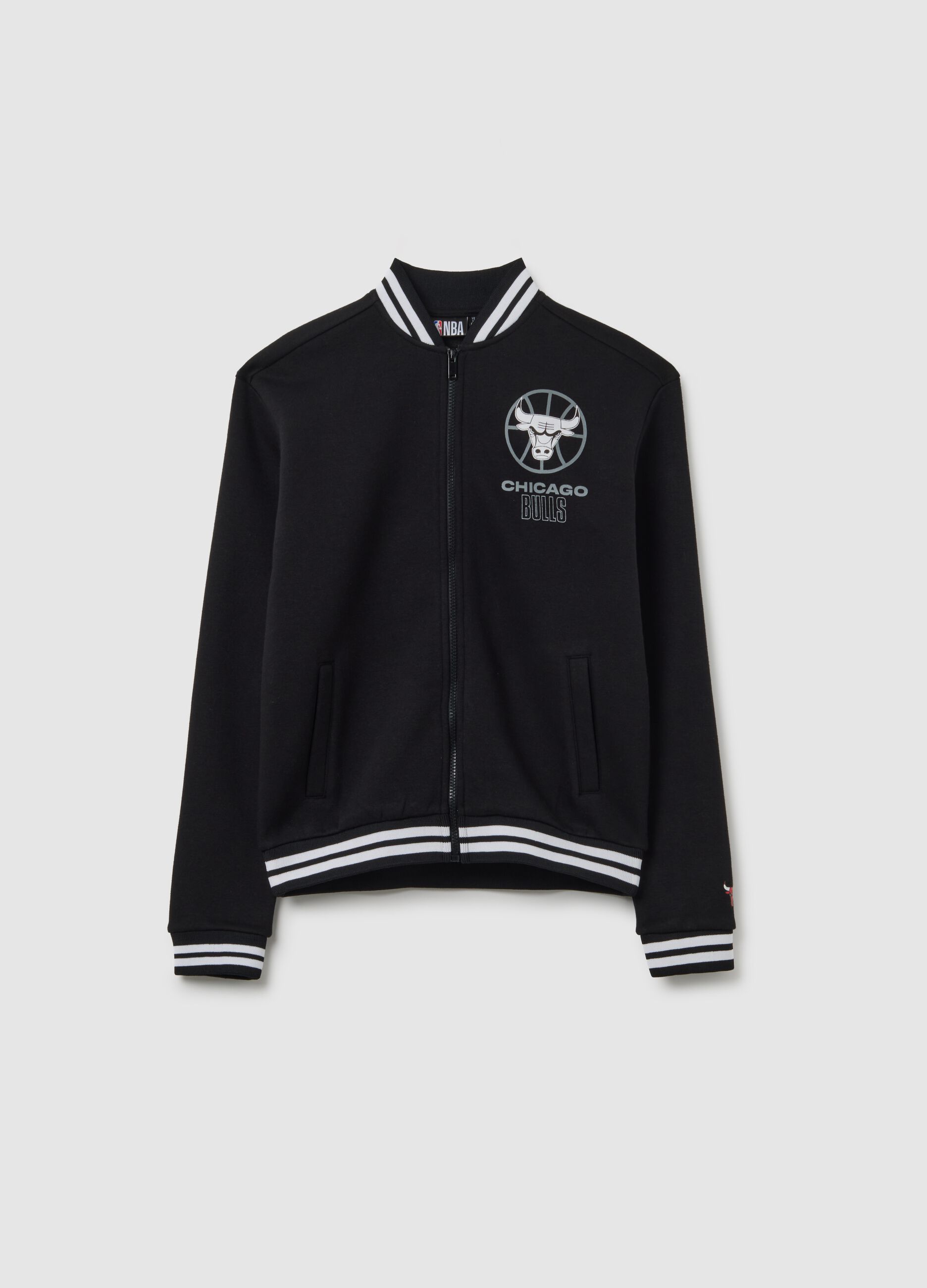 Felpa da bambino in misto cotone nero regular fit Chicago Bulls