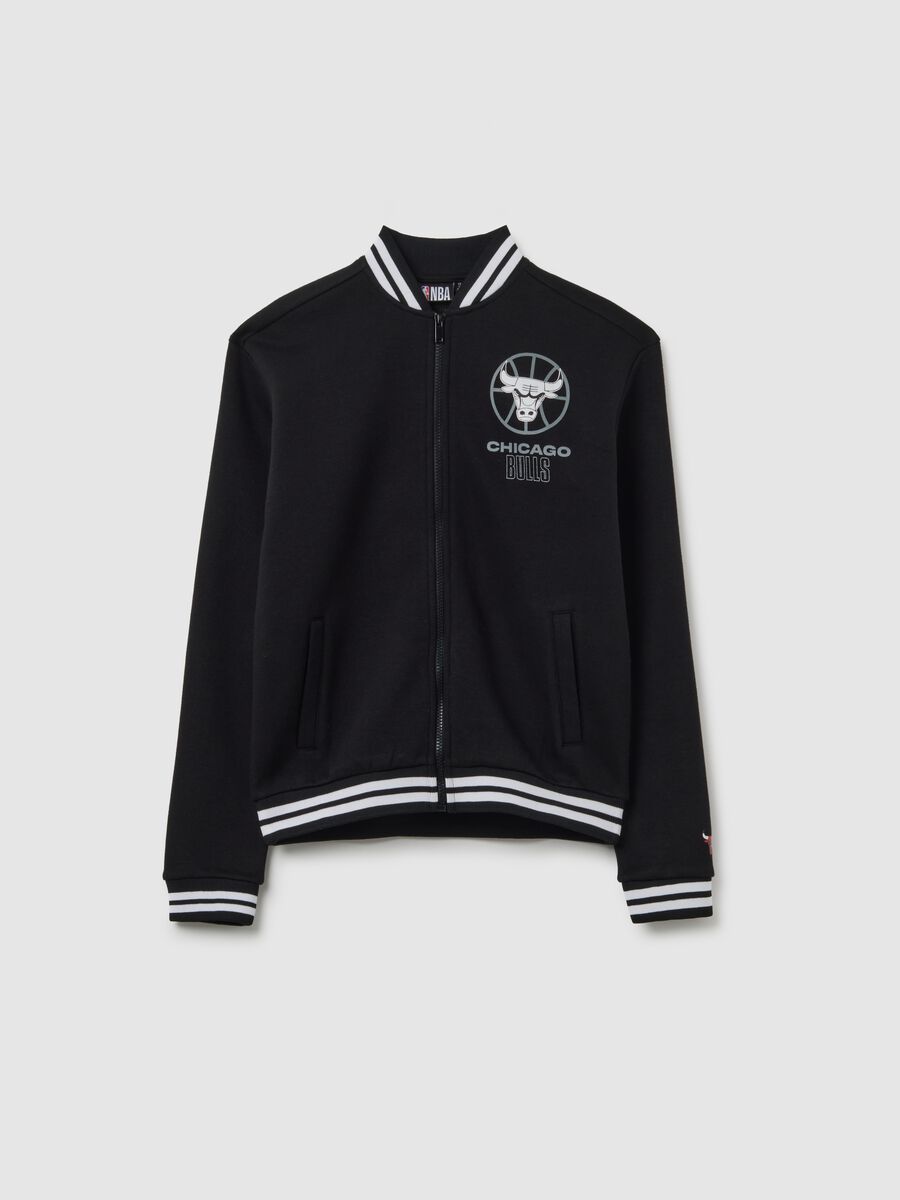Felpa da bambino in misto cotone nero regular fit Chicago Bulls_0