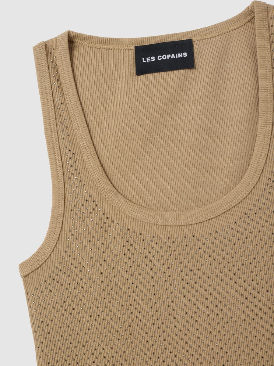 Canotta da donna in misto beige fitted_1