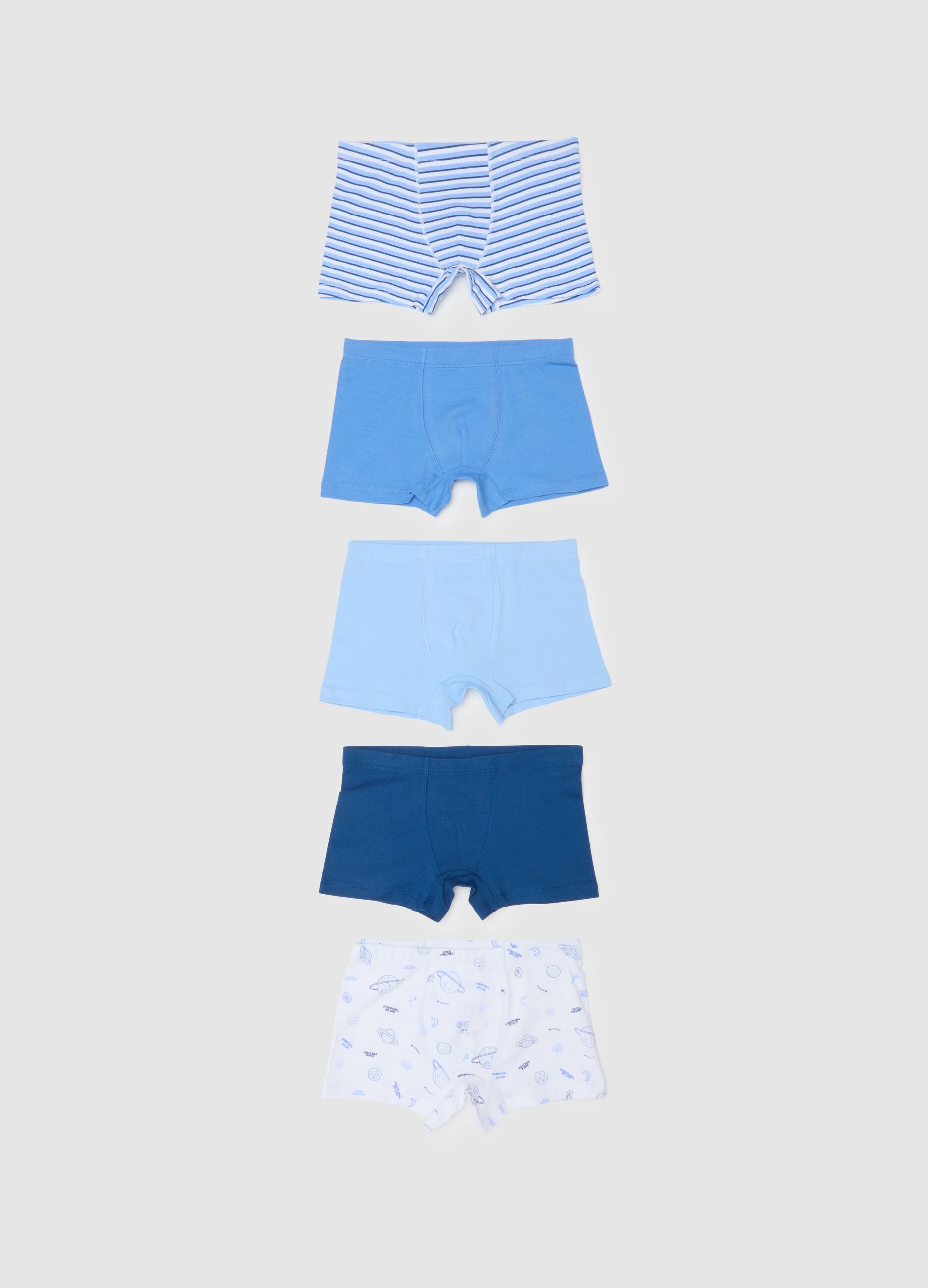 Boys' Blue Cotton Boxer Multipack Set with Regular Fit
