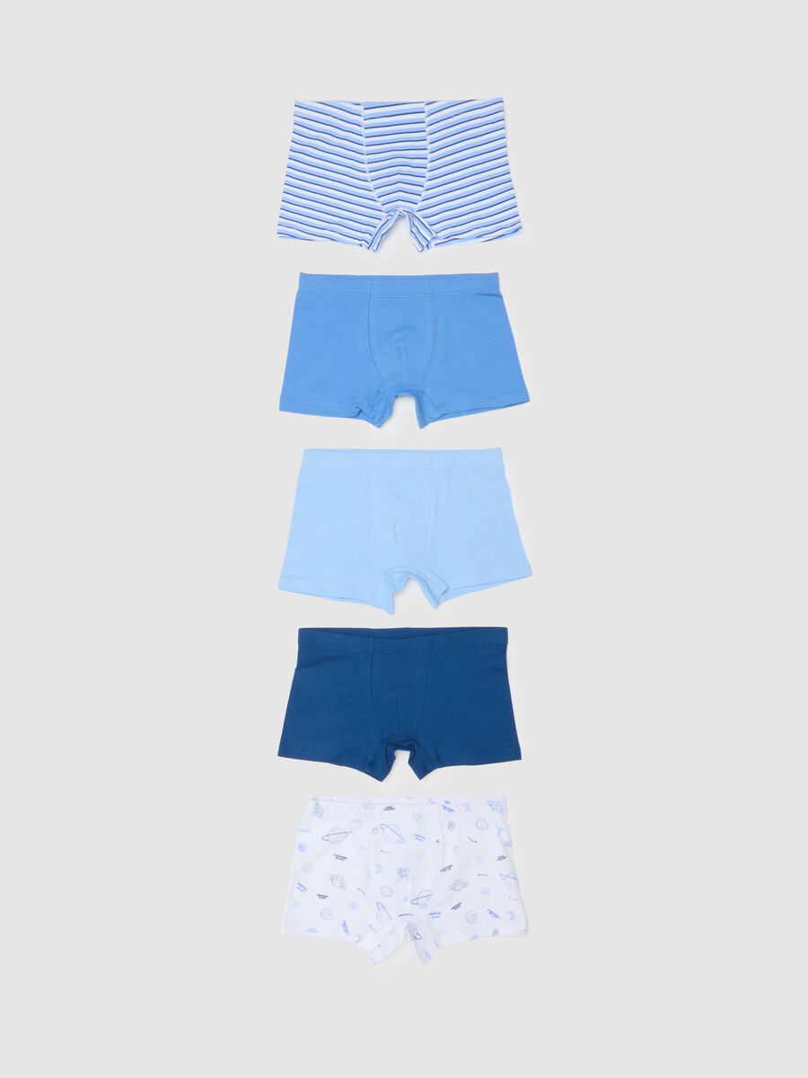 Set multipack di boxer da bambino in cotone blu regular fit_0