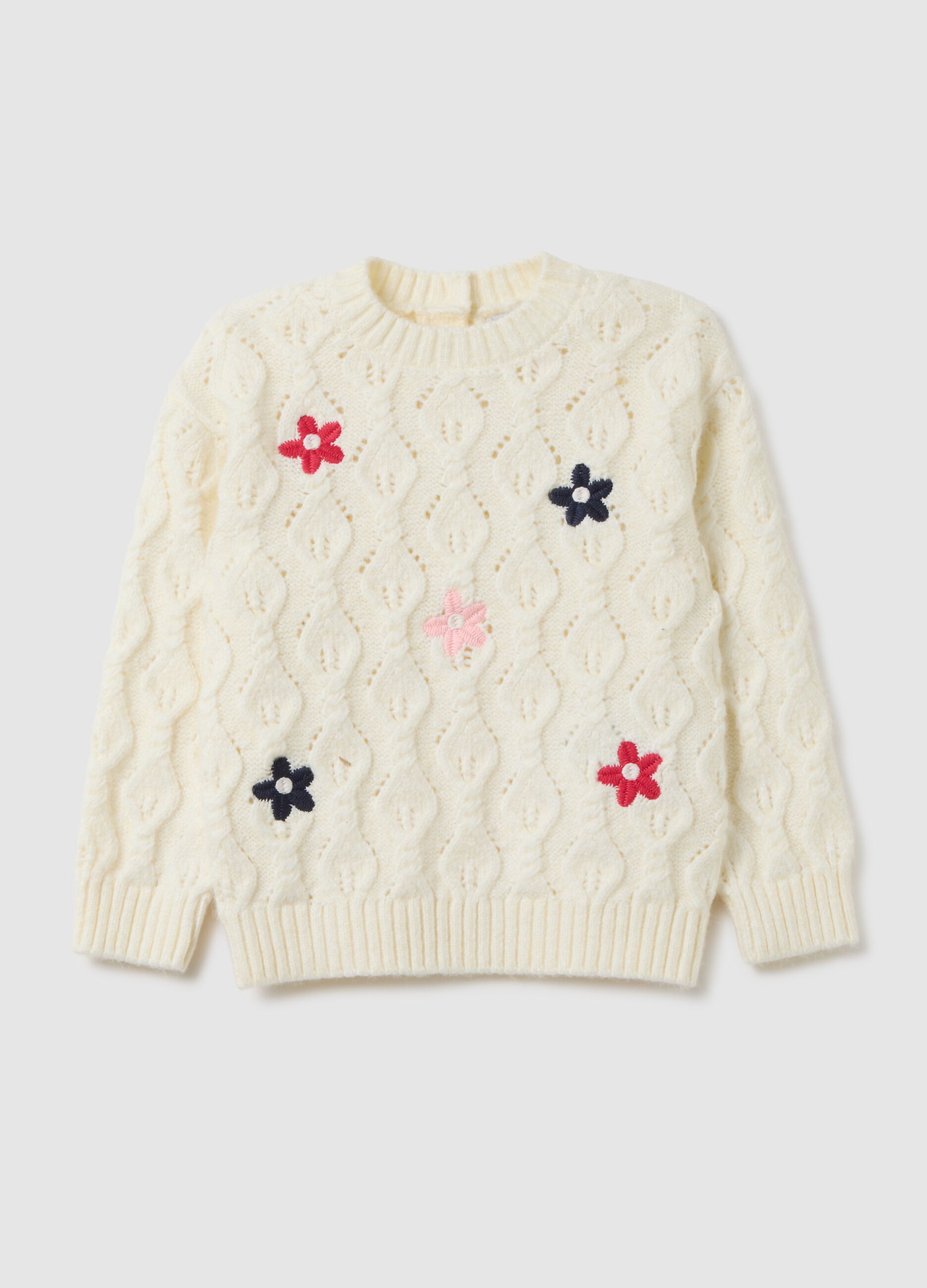 Baby girl's white mix regular fit sweater
